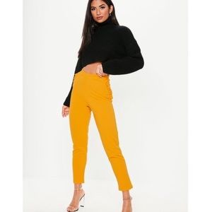 Women's Petite Mustard Frill Detail Skinny Pants